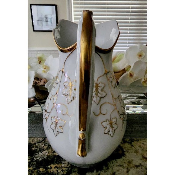 Large White & Gold B&D China Pitcher - Picture 10 of 11